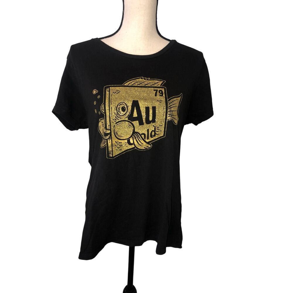 Goldfish Shirt Ladies XL Elemental Chart Gold Black Fitted Tee Short Sleeve